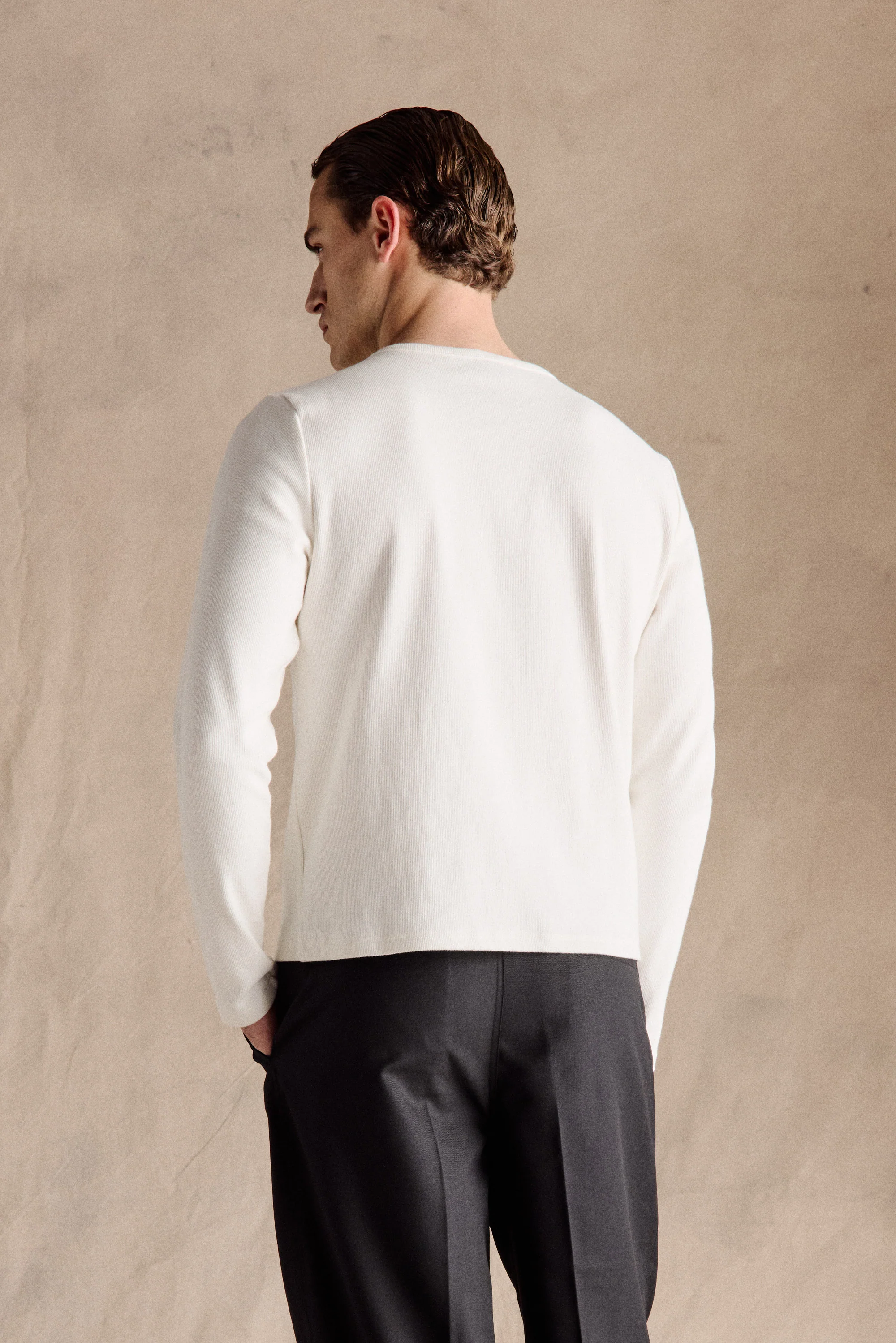 Ribbed Henley Shirt | White - Image 3