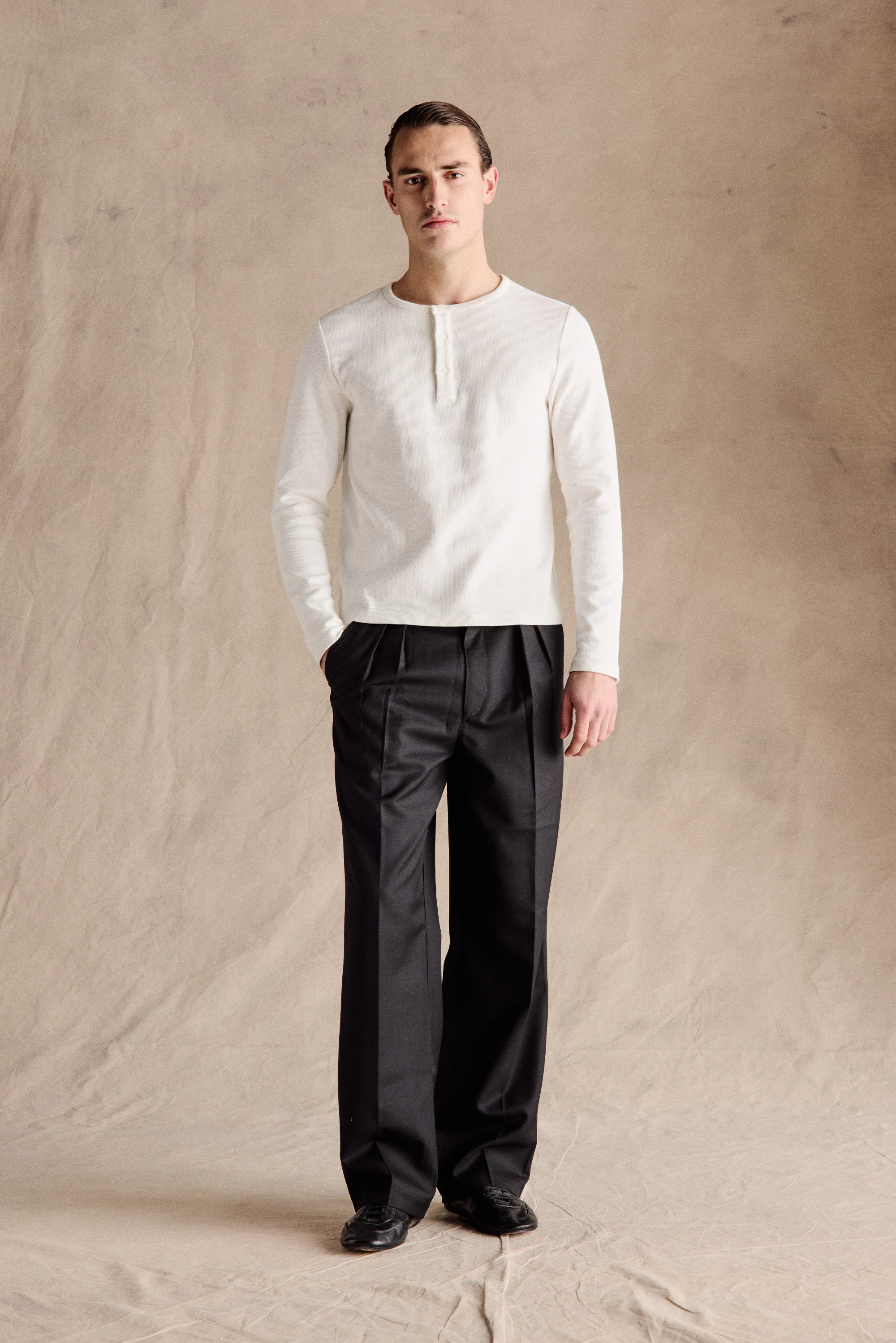 Ribbed Henley Shirt | White - Image 4